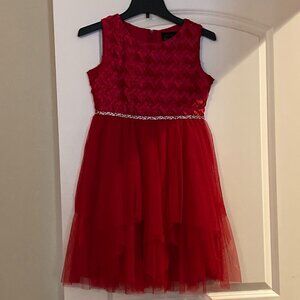 Red Satin & Tulle Dress